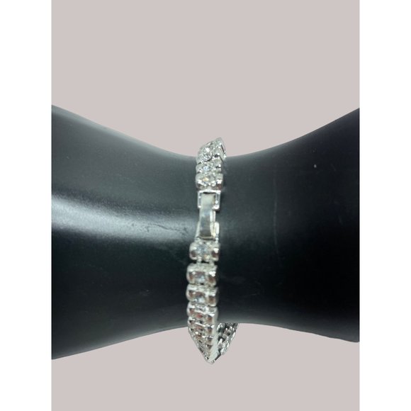 Rhinestone Tennis Bracelet 7" Stunning Vintage Style - Picture 1 of 3